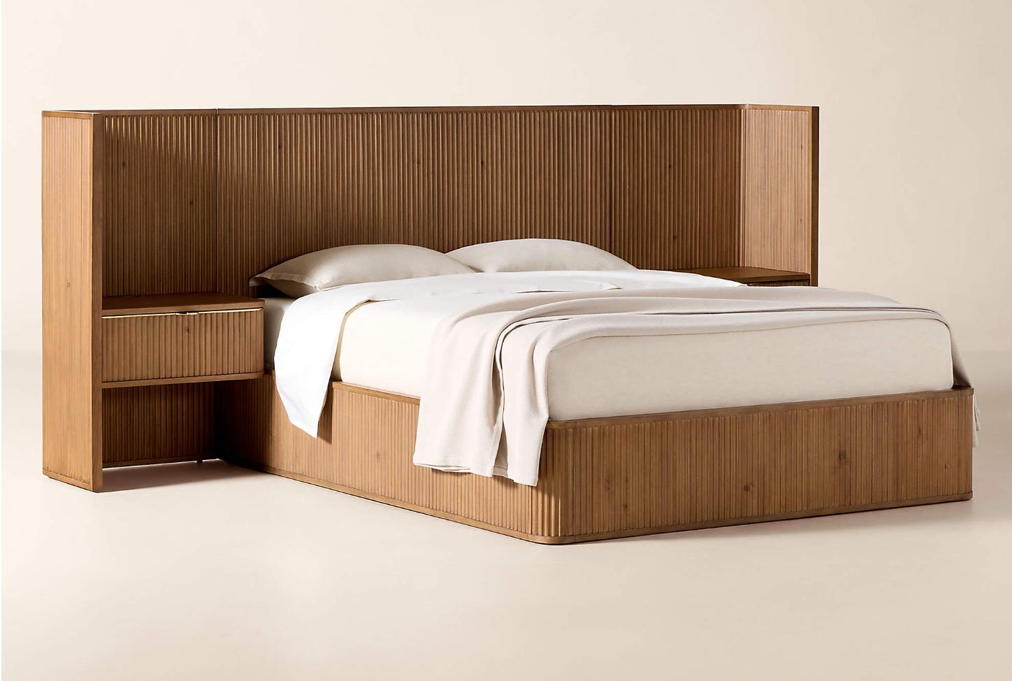 Fluted Wood Headboard Bed thumbnail 5